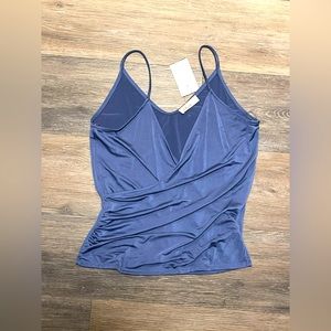 Shiney blue faux wrap top